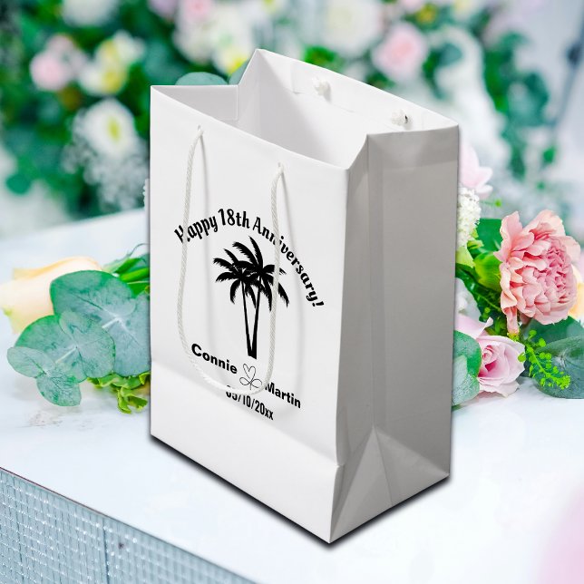 Sac Cadeau Moyen Palmiers pour le 18e anniversaire de mariage (Créateur téléchargé)