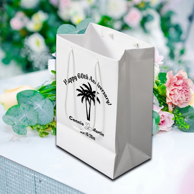 Sac Cadeau Moyen Palmiers pour les 60 ans de mariage (Créateur téléchargé)