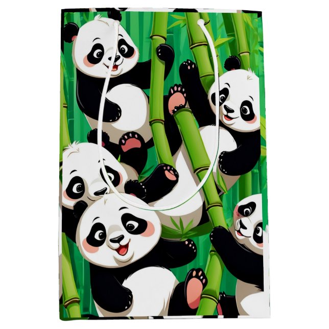 Sac Cadeau Moyen Panda Bambou (Devant)