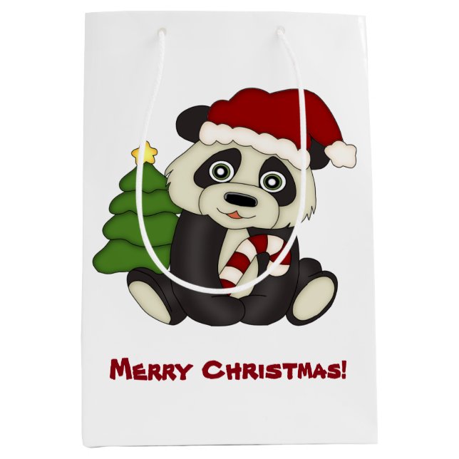 Sac Cadeau Moyen Panda Bear Noël personnalisé (Devant)