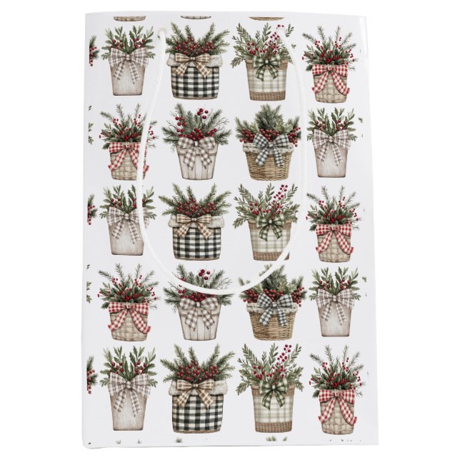 Sac Cadeau Moyen Panier de Buffalo | Noël agricole (Devant)