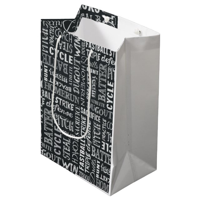 Sac Cadeau Moyen Panneau de mots et termes de jeu de baseball (Devant Angle)