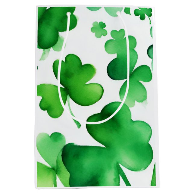 Sac Cadeau Moyen Papier à Jour de la Saint Patrick d'aquarelle (3) (Devant)