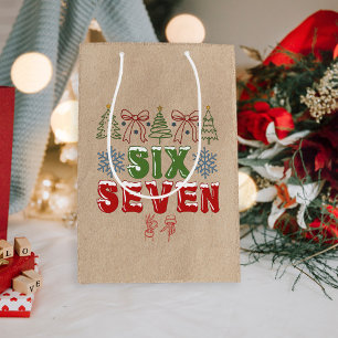 Sac Cadeau Moyen Papier cadeau de Noël "Six Sept" 6 7 Kraft festif