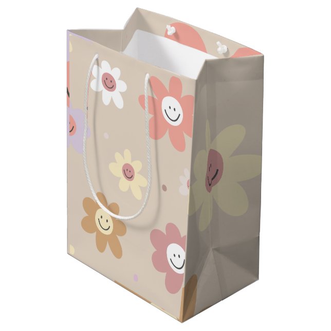 Sac Cadeau Moyen Papier cadeau Fleur Smiley (Dos Angle)