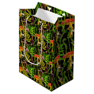 Sac Cadeau Moyen Papier d'emballage Fougères et Champignons de la F