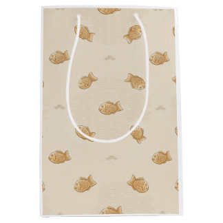 Sac Cadeau Moyen Papier d'emballage Taiyaki & Seigaiha japonais