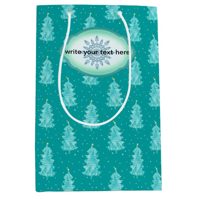 Sac Cadeau Moyen Papier d'enlèvement de forêt de Noël (Devant)