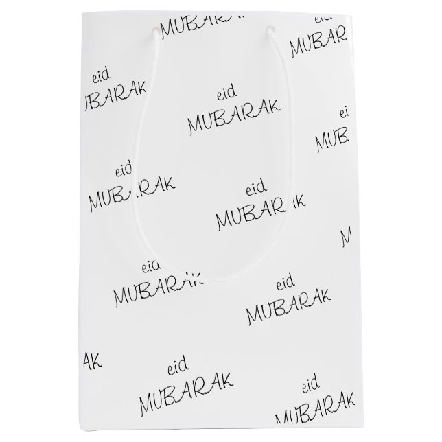Sac Cadeau Moyen Papier d'enveloppement de l'Aïd Moubarak (Devant)