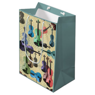 Sac Cadeau Moyen Papier peint multicolore de violon