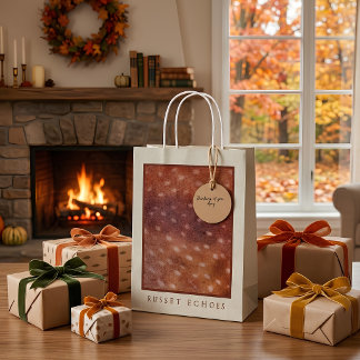 Sac Cadeau Moyen Papier personnalisé avec monogramme Fawn Russet