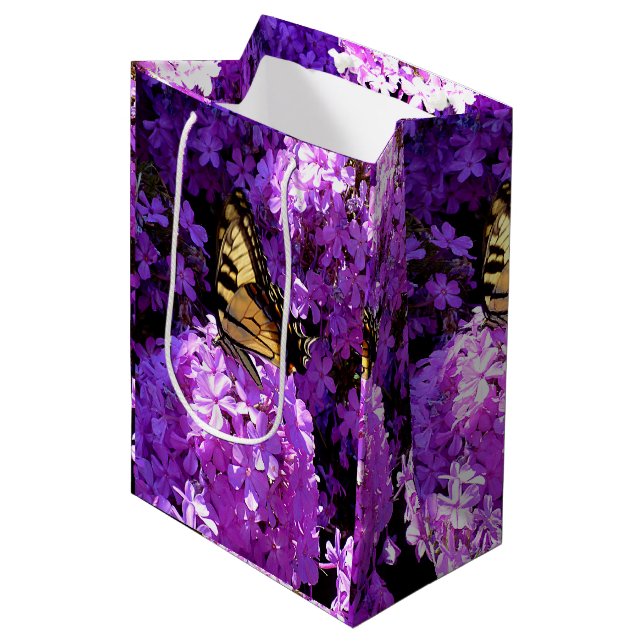 Sac Cadeau Moyen Papillon et Phlox (Devant Angle)