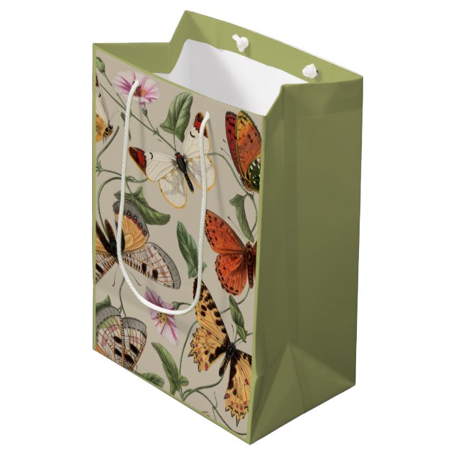 Sac Cadeau Moyen Papillon Moth Nature Collection Dessin (Devant Angle)