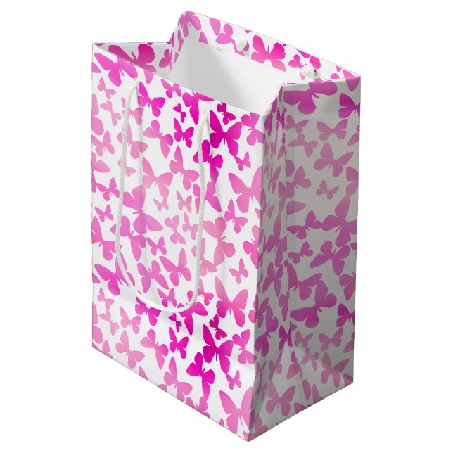 Sac Cadeau Moyen Papillon (rose) (Devant Angle)