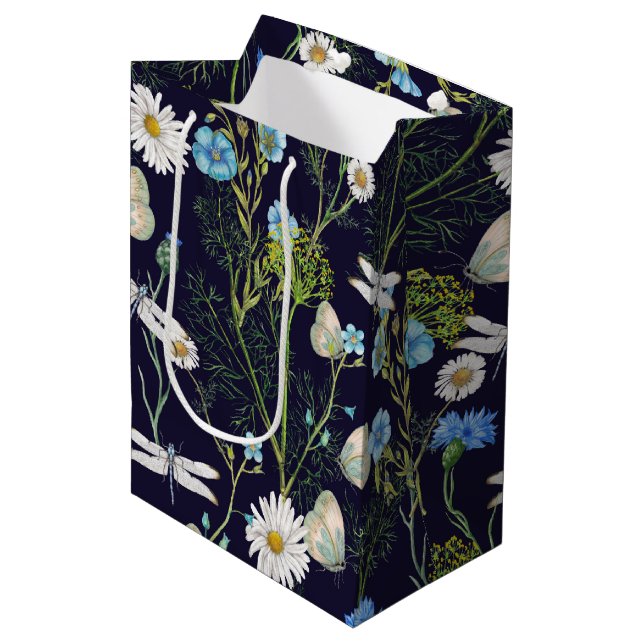 Sac Cadeau Moyen Papillons et dragons volent dans le jardin (Devant Angle)