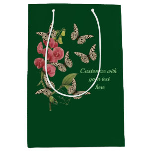 Sac Cadeau Moyen Papillons Et Fleur De Pois Doux Personnalisé