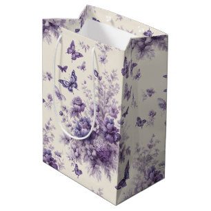 Sac Cadeau Moyen Papillons Fleurie de Toile de France Violet