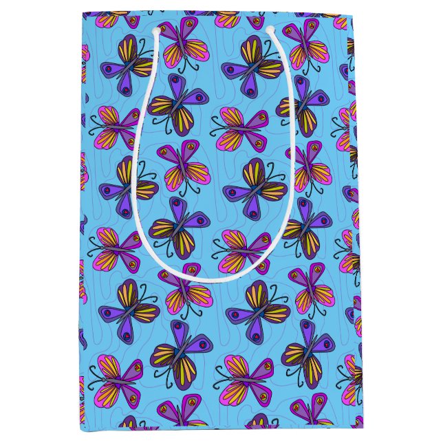 Sac Cadeau Moyen Papillons joueurs (Devant)