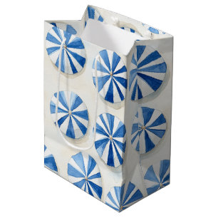 Sac Cadeau Moyen Parasols de plage bleu blanc pour enterrement de v