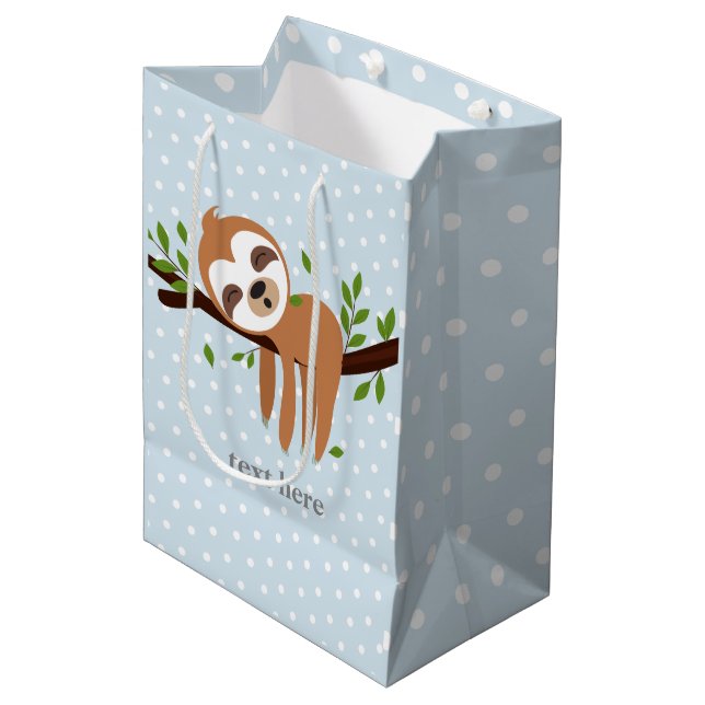 Sac Cadeau Moyen paresse, paresse mignonne, illustration animale (Devant Angle)