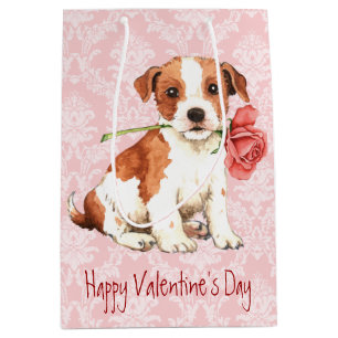 Sac Cadeau Moyen Parson Rose Valentin Russell Terrier