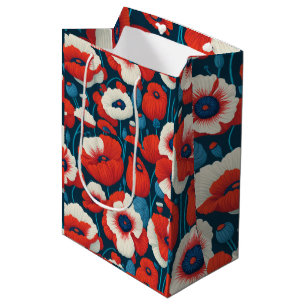 Sac Cadeau Moyen Partenaire floral rouge et blanc