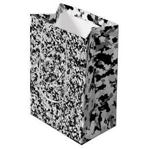 Sac Cadeau Moyen Partie noire grise blanche arctique de camouflage