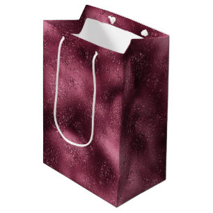 Sac Cadeau Moyen Parties scintillant cerise de Bourgogne Glitz