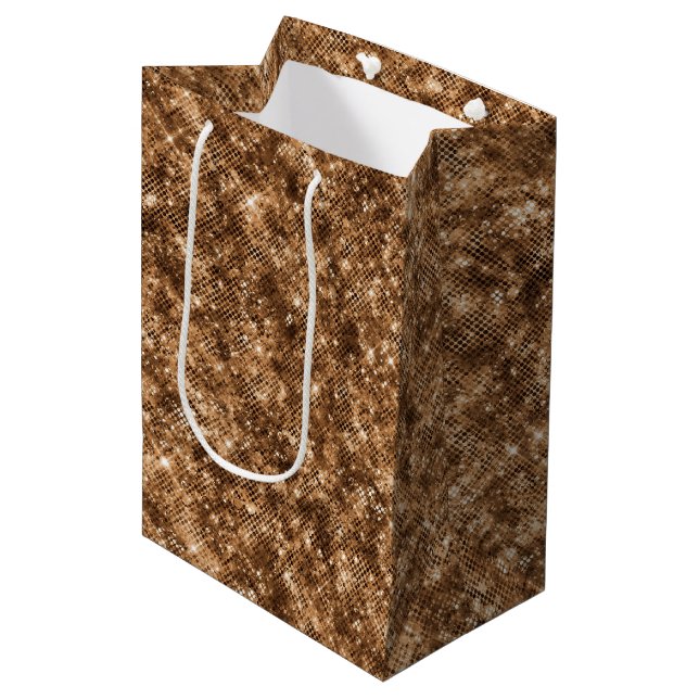 Sac Cadeau Moyen Parties scintillant Confetti en bronze or (Devant Angle)