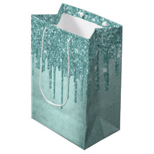 Sac Cadeau Moyen Parties scintillant de la pointe de dérive Aqua