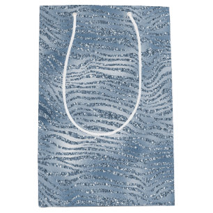 Sac Cadeau Moyen Parties scintillant en verre bleu Zebra Print