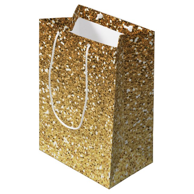 Sac Cadeau Moyen Parties scintillant Gold Faux Ombre (Devant Angle)