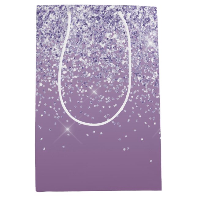 Sac Cadeau Moyen Parties scintillant Ombre violet (Devant)