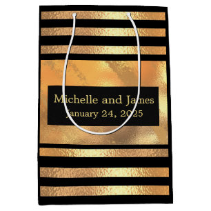 Sac Cadeau Moyen Parties scintillant Or Chic Brossé Métal Monogra