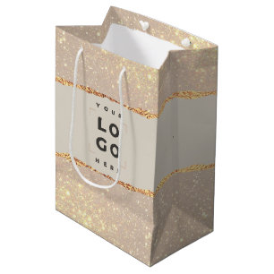 Sac Cadeau Moyen parties scintillant or rose rose moderne élégant b