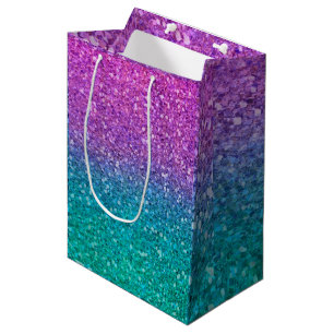 Sac Cadeau Moyen Parties scintillant rose Turquoise Aqua bleu et vi