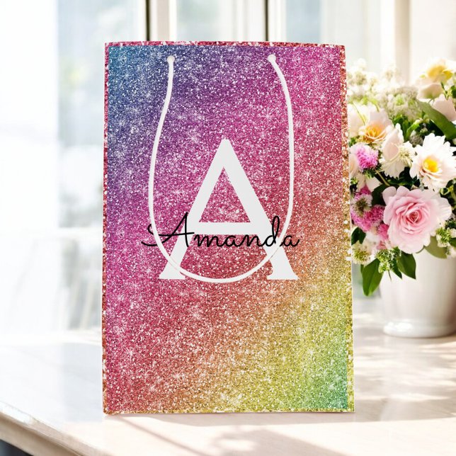 Sac Cadeau Moyen Parties scintillant rose violet Anniversaire (Créateur téléchargé)