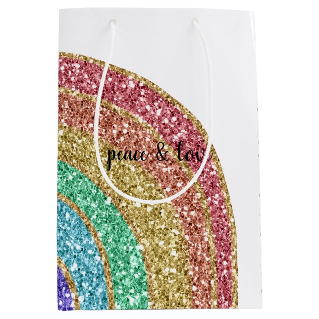 Sac Cadeau Moyen Parties scintillant Sparkle Gold Rainbow personnal (Devant)