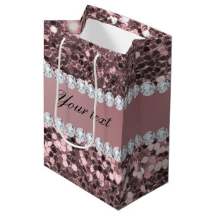 Sac Cadeau Moyen Parties scintillantes et diamants roses à la mode