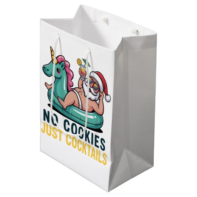 Sac Cadeau Moyen Pas de cookies Juste des cocktails Père Noël Summe (Devant Angle)