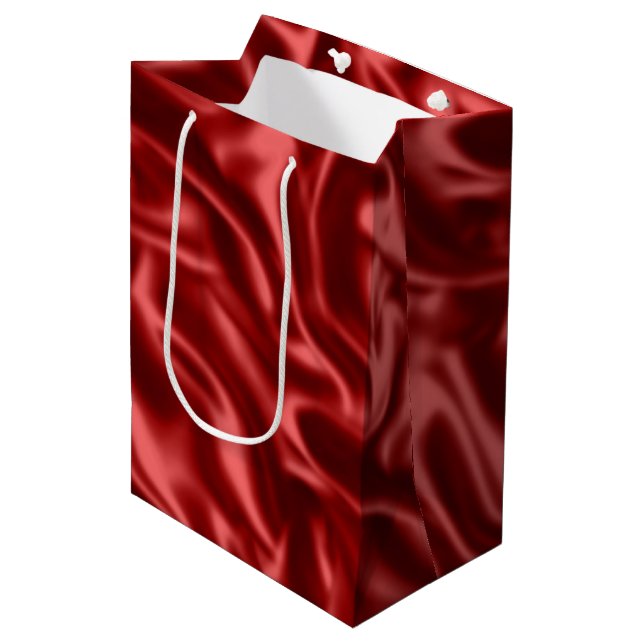 Sac Cadeau Moyen Passion Red Faux Satin Mariage (Devant Angle)