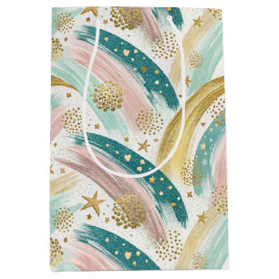 Sac Cadeau Moyen Pastel arc-en-ciel lunaire Abstrait avec étoiles d