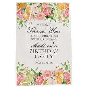 Sac Cadeau Moyen Pastel Citrus Floral Little Cutie Anniversaire Fav