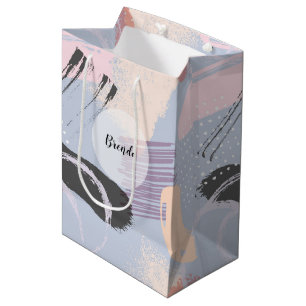 Sac Cadeau Moyen Pastel couleurs brushstrokies collage motif