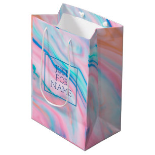 Sac Cadeau Moyen Pastel couleurs vives abstrait agate marbre pierre