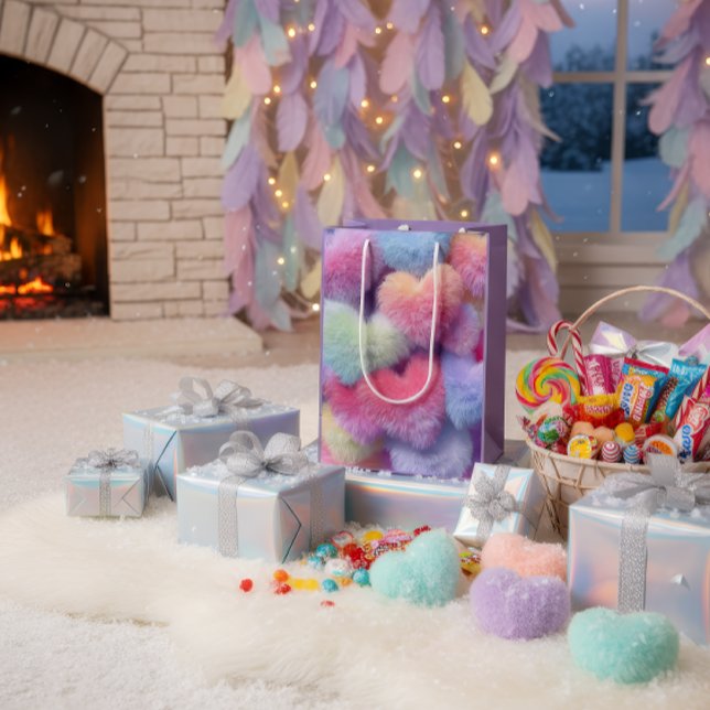 Sac Cadeau Moyen Pastel Fluffy Hearts Gift Bag (Créateur téléchargé)