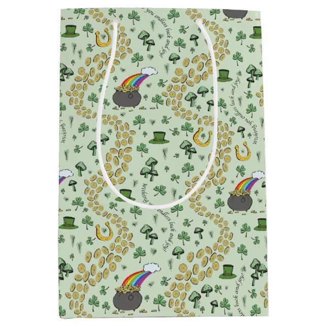 Sac Cadeau Moyen Pastel Green Chuck & Joy Jour de la Saint Patrick  (Devant)