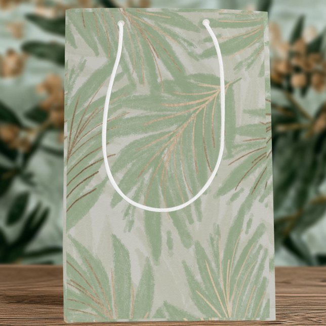 Sac Cadeau Moyen Pastel Green Tropical Palm Tree Holiday (Green Pastel Palm Tree Gift Bag)