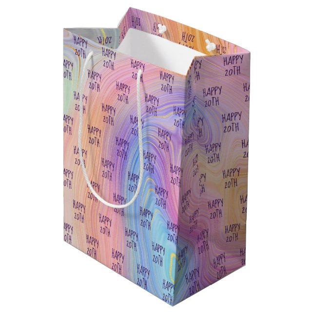 Sac Cadeau Moyen Pastel Rainbow 20e anniversaire (Dos Angle)
