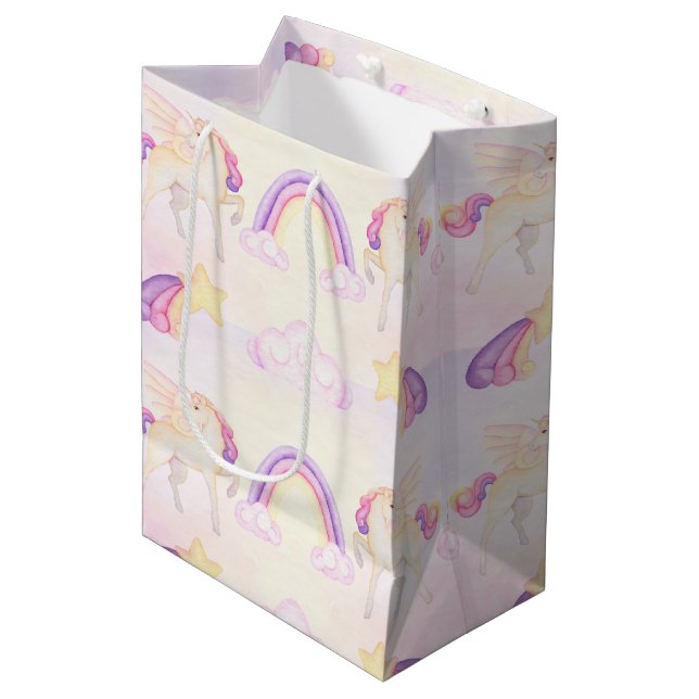 Sac Cadeau Moyen Pastel Unicorn Pegasus (Devant Angle)